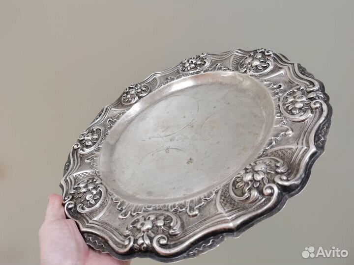 Поднос большой блюдо Германия серебро 800