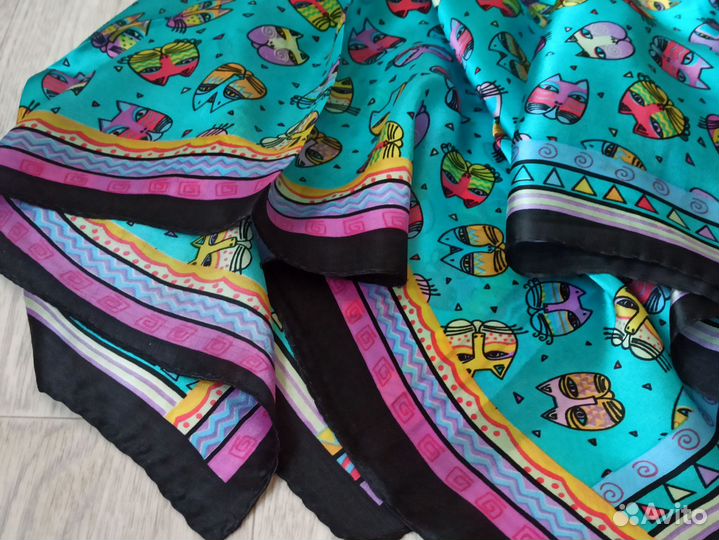 Бирюзовый Шелковый платок новый