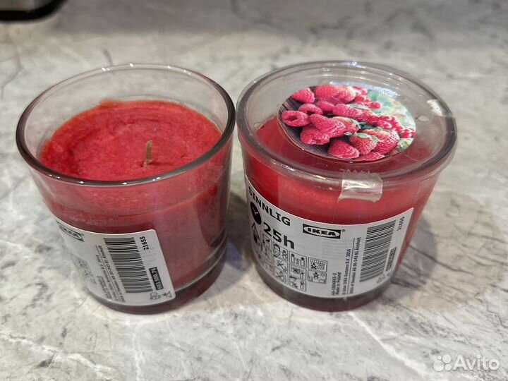Свечи IKEA в стакане ягоды 25ч