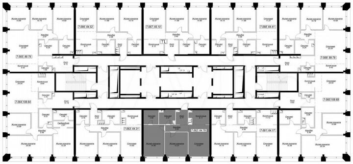 2-к. квартира, 64,6 м², 44/55 эт.