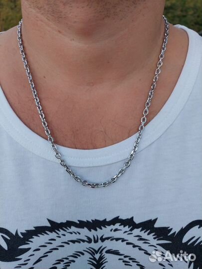 Цепь якорная ювелирная сталь серебро