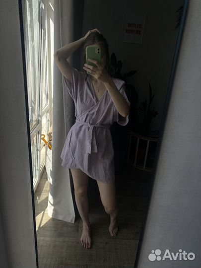 Льняное платье 44