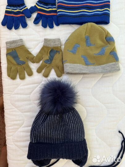 Шапка с варежками H&M, mothercare