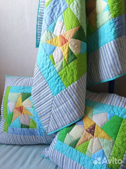 Плед и наволочки лоскутный комплект