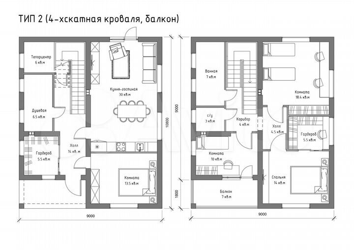 Коттедж 157 м² на участке 9 сот.