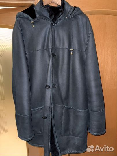 Дубленка мужская с капюшоном