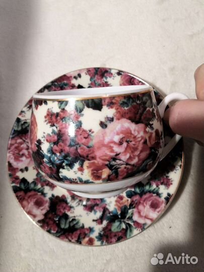 Чайная пара,стеклянный чайный сервиз,чашки