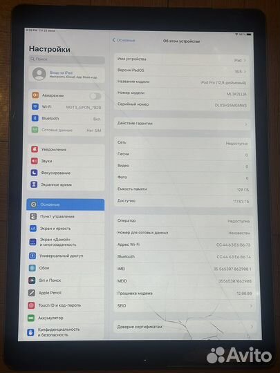 iPad pro 12.9 LTE 128 gb Работает всё