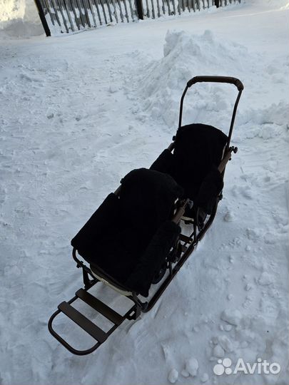 Санки с колёсами для двойни