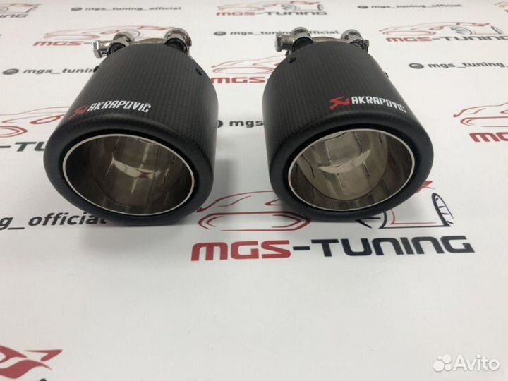 Насадки Akrapovic classic карбон одинарные 102 мм