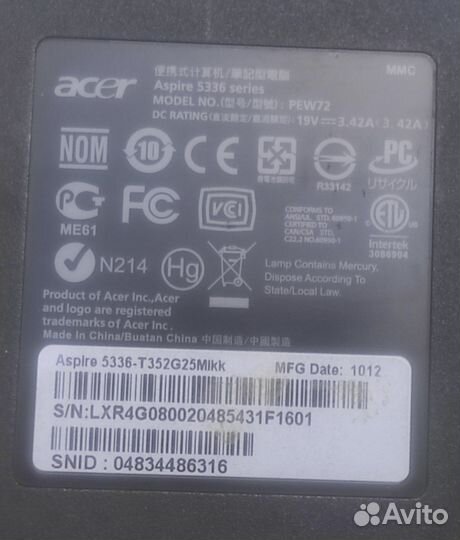 Ноутбук acer aspire 5336