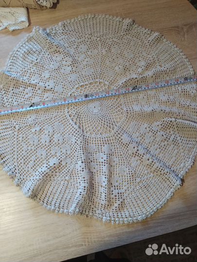 Винтаж СССР вязаные скатерть и салфетки