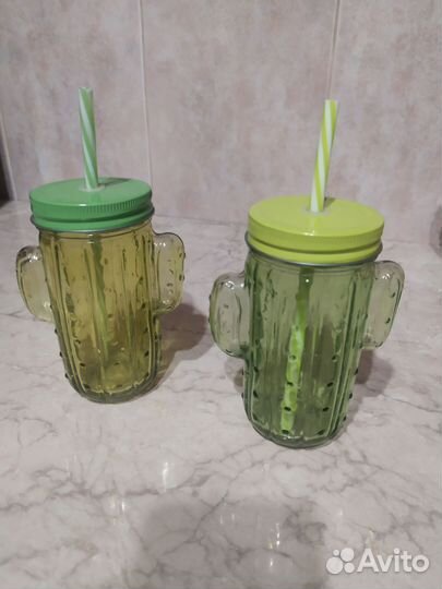 Стакан Cactus с трубочкой