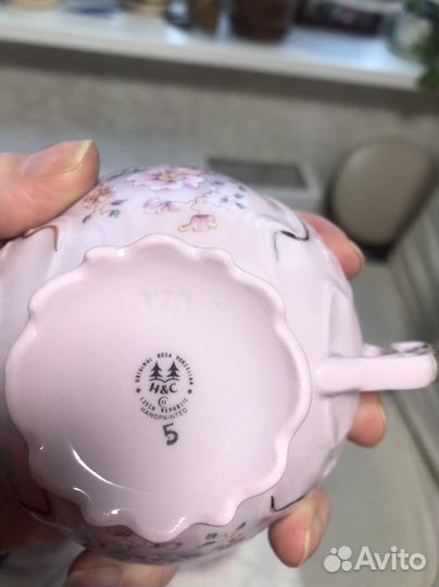 Чайный сервиз, розовый фарфор, H&C original, Чехия