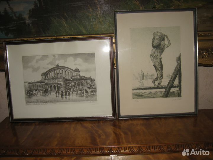 Антикварная гравюра докер вокзал