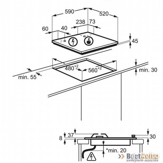 Варочная поверхность газовая AEG HGB 64420SM