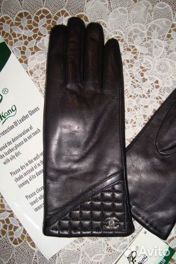 Новые зимние кожаные перчатки в упаковке. Размер 7