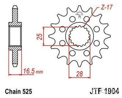 Звезда передняя ведущая JT1904.17 525\17