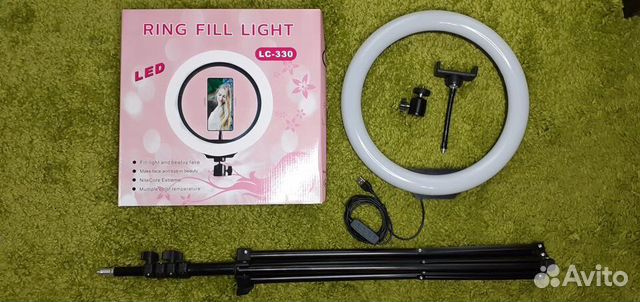 Кольцевая лампа 34см Профессиональный свет +Штатив