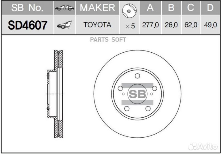 Sangsin brake SD4607 Диск тормозной toyota auris 1
