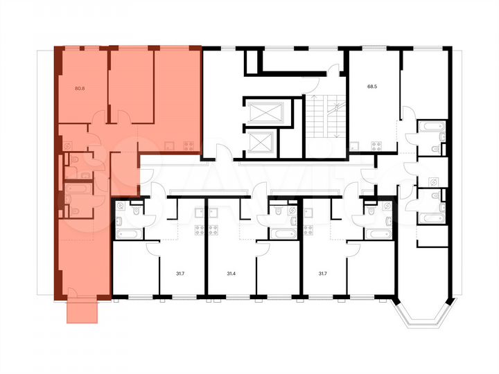 3-к. квартира, 80,8 м², 4/12 эт.