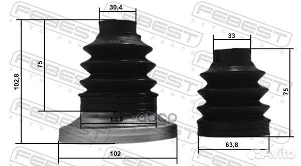 Пыльник ШРУС комплект 63.8X75X33 подходит для