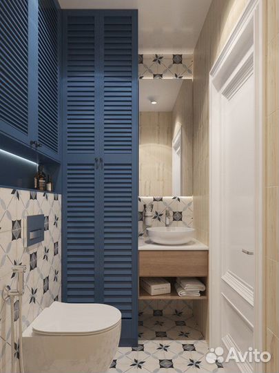 Шкаф с жалюзийными дверьми в санузел