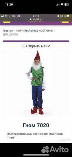 Костюм гнома