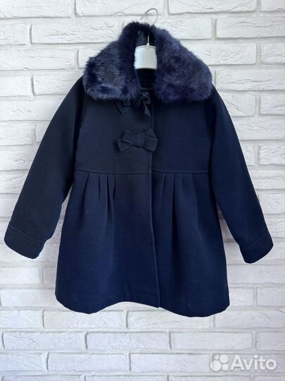 Пальто для девочки драповое синее 110 р-р Италия