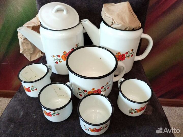 Чайник-кофейник набор эмалированный СССР