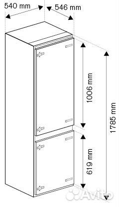 Встраиваемый холодильник Bertazzoni REF60BIS