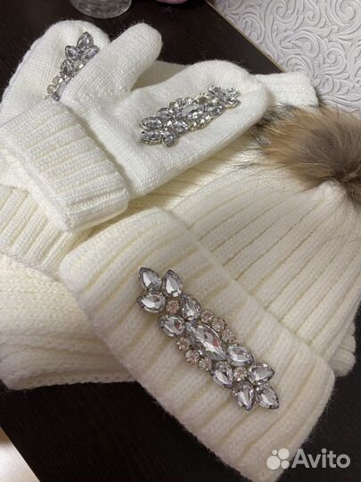 Набор шапка, шарф, варежки