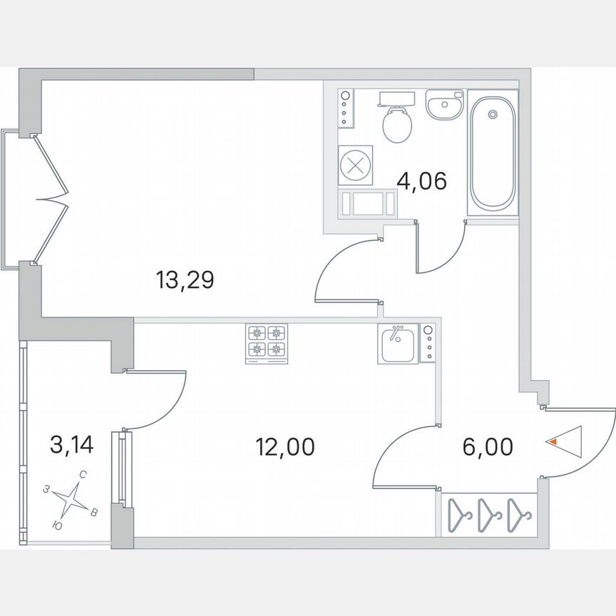 1-к. квартира, 36,9 м², 4/4 эт.