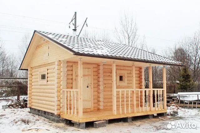 Сруб бани 4х5 с террасой