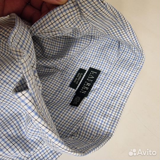 Рубашка Ralph Lauren 17 1/2голубая клетка оригинал