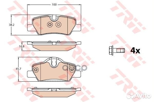 Колодки зад.mini cooper F55 14 GDB2088 TRW