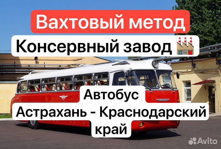 Разнорабочий Вахта Краснодар автобус бесплатный
