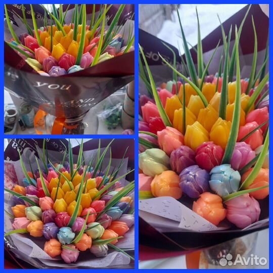 Обьемные букеты тюльпанчиков на заказ,мыло ручной