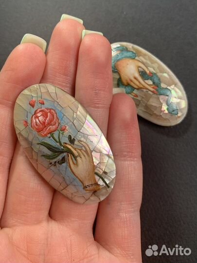 Кабошон перламутр с росписью