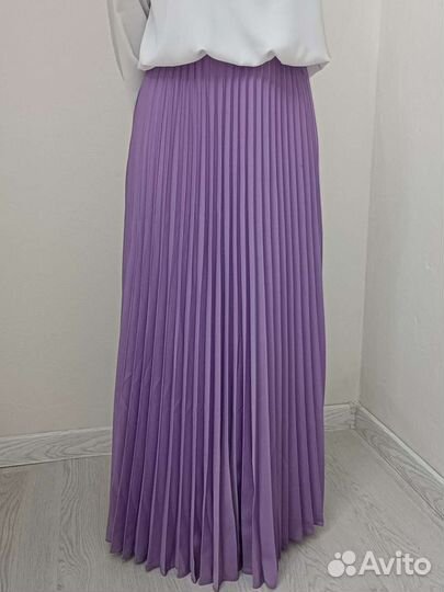 Сиреневая летняя юбка плиссе