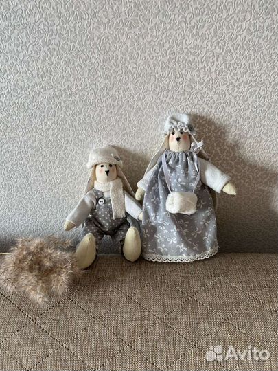 Кукла тильда. Зайки. Символ 2023 года.высота22см