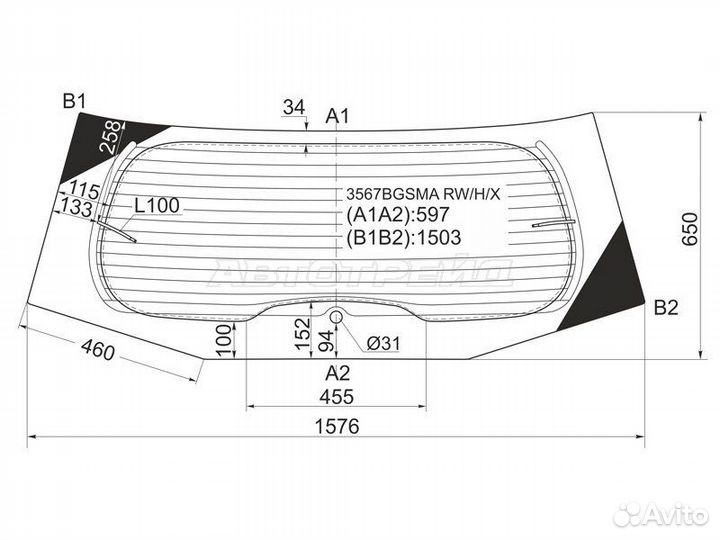 Стекло заднее Ford Galaxy 06-15