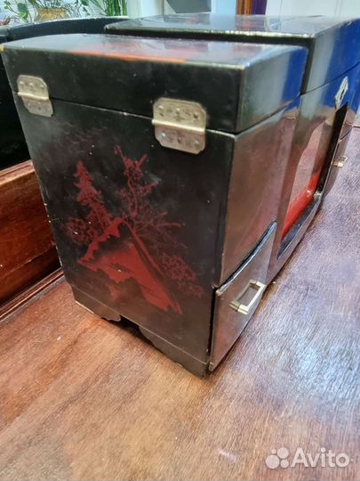 Антикварная музыкальная шкатулка с балериной, Япон