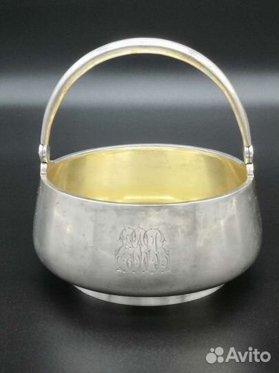 Серебряная сахарница с ручкой. (84 проб) 254 гр