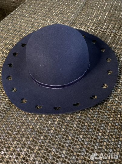 Шляпа на девочку размер L фетр синяя новая