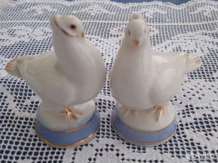 Голубки фарфоровые Гжель СССР винтаж