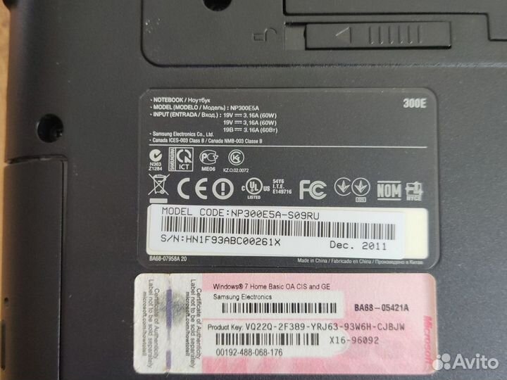 Ноутбук samsung np300e5a