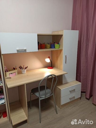 Компьютерный стол пкс-7 Дуб Сонома/Белый глянец