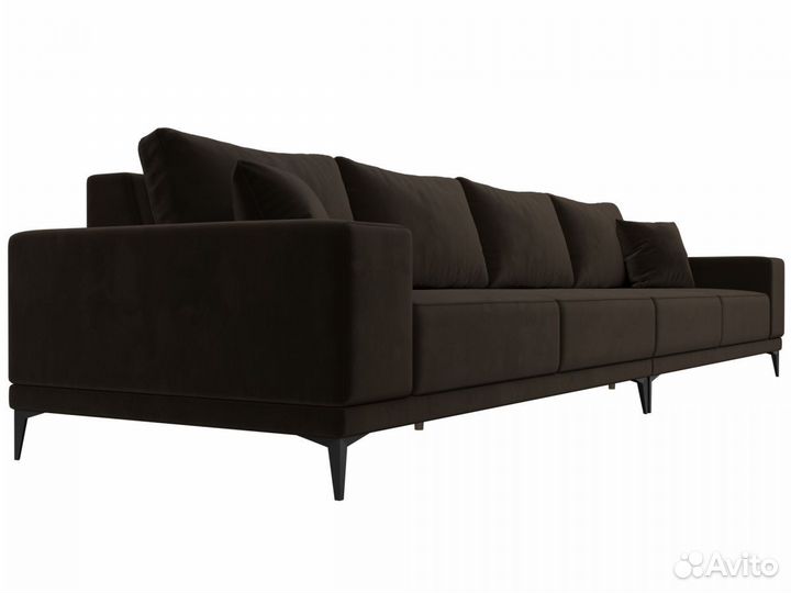Диван прямой Льюес Лонг, микровельвет, коричневый
