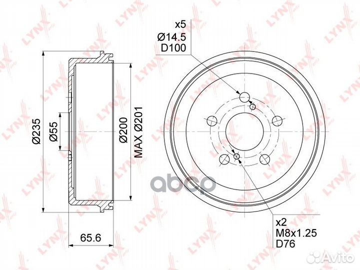 Барабан тормозной зад BM1001 lynxauto